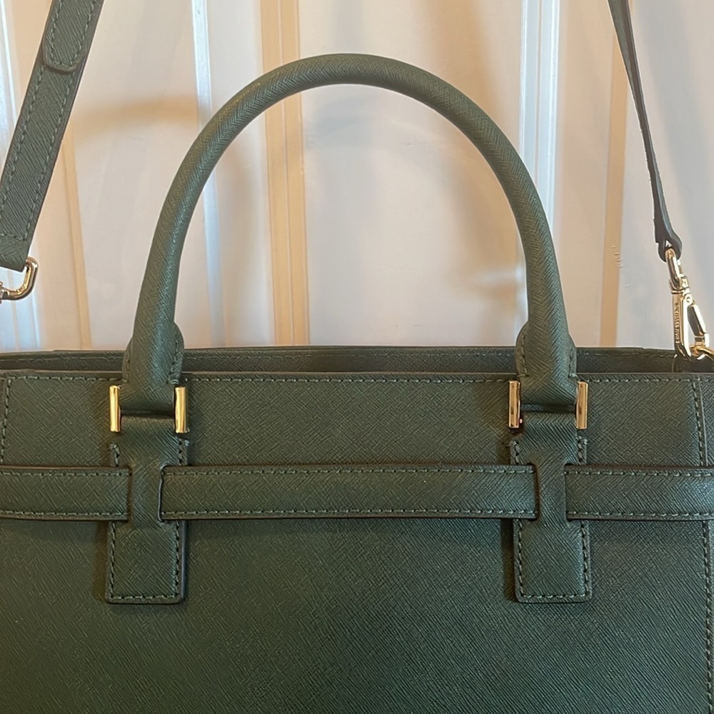 Michael Kors Green Traveler Studded Satchel/ Crossbody Bag - Picture 12 of 17